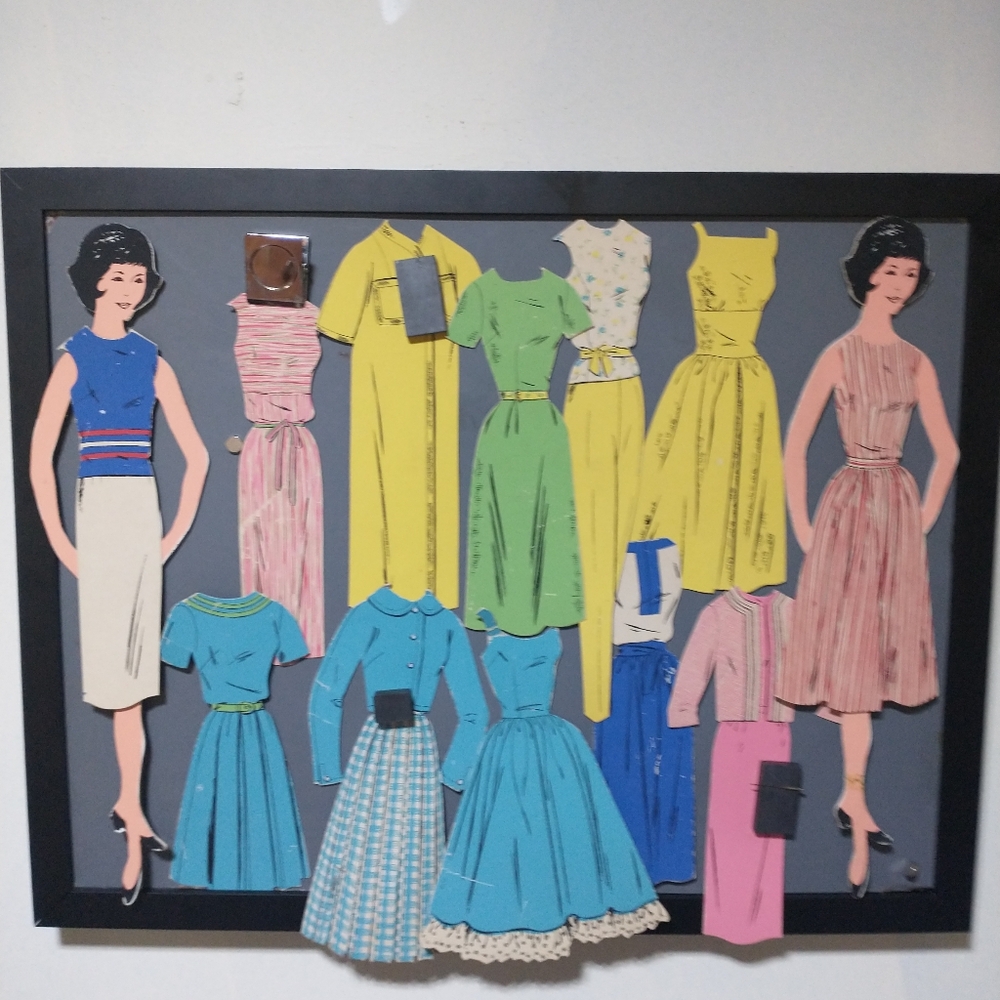 Vintage magnetic fashion dolls. Think Mrs Maisel era.